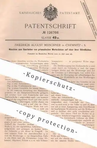 original Patent - Friedrich August Meischner , Chemnitz , 1900 , Maschine zum Bearbeiten von Prismen | Prisma | Werkzeug