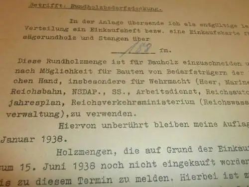 Holz für Wehrmacht , NSDAP , SS , Autobahn 1938 , Reichsbahn , Arbeitsdienst , Stettin !!