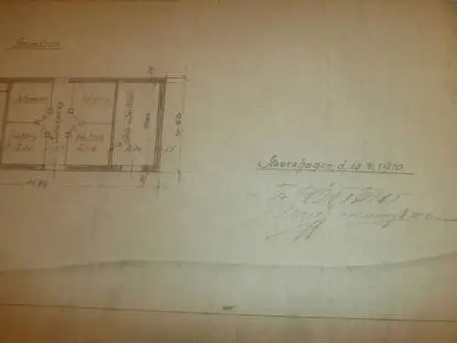 Rittergut Kittendorf  i. Mecklenburg , 1910 , Tagelöhner Fähnrich - Stallbau - Plan / Entwurf , bei Stavenhagen !!