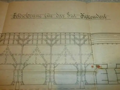 Gut Kittendorf  i. Mecklenburg , 1910 , Scheune / Feldscheune - Plan / Entwurf , bei Stavenhagen !!