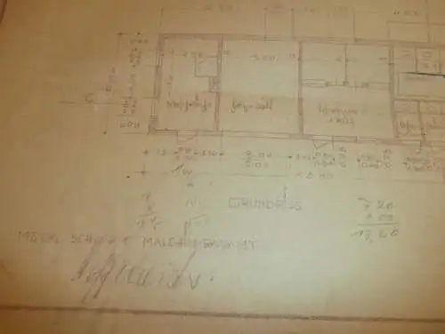 Plan / Entwurf , Stall für Schulhaus Pribbenow b. Stavenhagen in Mecklenburg , 1930 , Schule , alte Dokumente !!