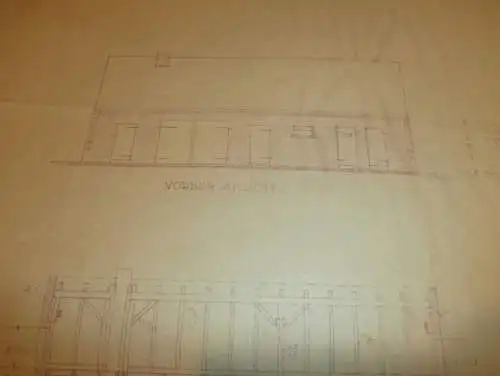 Plan / Entwurf , Stall für Schulhaus Pribbenow b. Stavenhagen in Mecklenburg , 1930 , Schule , alte Dokumente !!