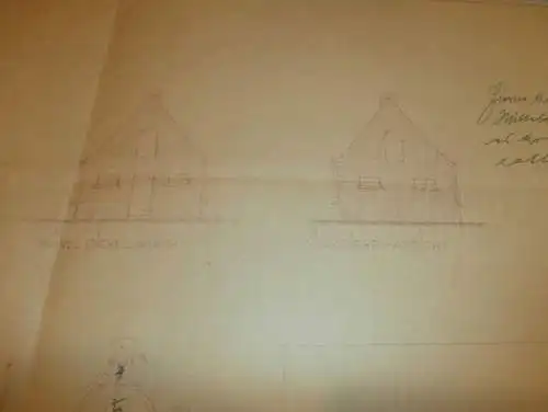 Plan / Entwurf , Stall für Schulhaus Pribbenow b. Stavenhagen in Mecklenburg , 1930 , Schule , alte Dokumente !!