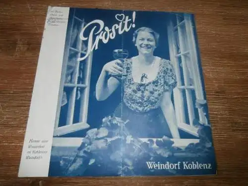 Weindorf Koblenz , altes Prospekt von 1938 , Wein , Winzer , Kelterei , Winzerei !!!