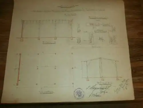 alter Bauplan , 1911 , Erbpächter Pfüller , Hufe Nr. 3 in Gielow i. Mecklenburg , Dorfstrasse , Gut , Haus und Hof !!!