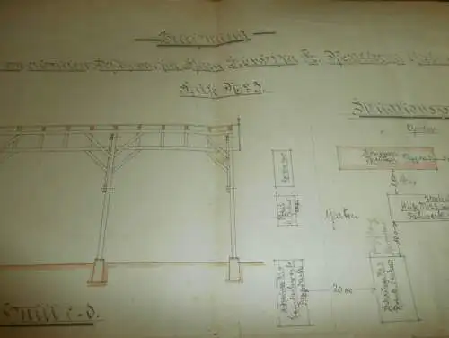 alter Bauplan , 1911 , Erbpächter Pfüller , Hufe Nr. 3 in Gielow i. Mecklenburg , Dorfstrasse , Gut , Haus und Hof !!!