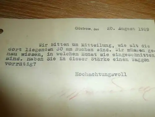 H. Böckmann & Co in Güstrow i. Mecklenburg , 1929 , Sägewerk Strubelt in Gielow i.M. , alte Karte !!!