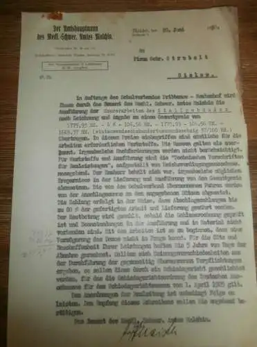 Der Amtshauptmann , Bauamt Malchin i. Mecklenburg , 1930 , Schule Pribbenow , Strubelt in Gielow , altes Dokument !!!