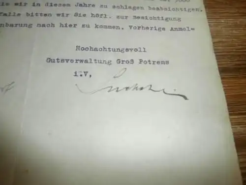 Gutsverwaltung Groß Potrems b. Dummerstorf / Laage , 1929 , Sägewerk Strubelt in Gielow , altes Dokument !!!