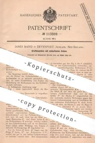 original Patent - James Baird , Devenport , Aukland , Neuseeland , 1899 , Kraftmaschine mit umlaufenden Kolben | Motor