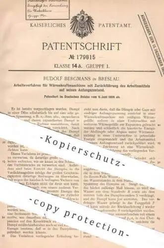 original Patent - Rudolf Bergmans , Breslau , 1904 , Wärmekraftmaschinen | Dampfmaschine , Turbine , Motor , Motoren