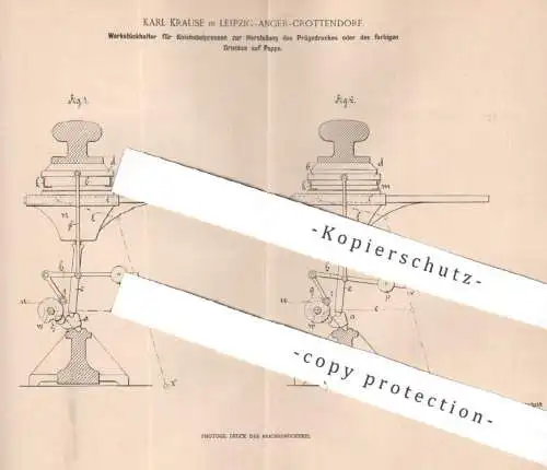 original Patent - Karl Krause , Leipzig / Anger / Crottendorf | 1901 | Werkstückhalter f. Kniehebelpresse | Druck Prägen