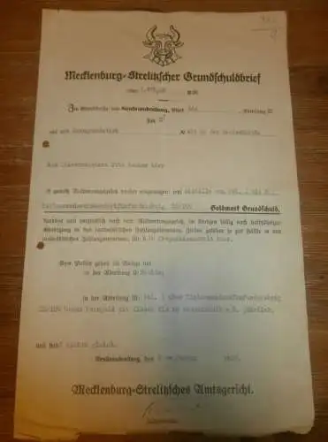 Grundschuldbrief , Neubrandenburg 1929 , Otto Rochow an der Marienkirche , Gold , Mecklenburg !!