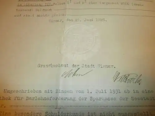 Grundschuldbrief , Wismar 1926 , Johann Scherff , Willi Techlin in Wismar, Gold , Mecklenburg !!