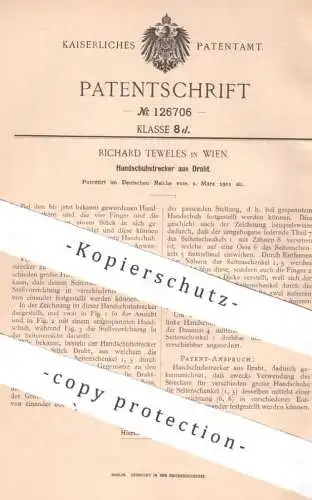 original Patent - Richard Teweles , Wien , Österreich | 1901 | Handschuhstrecker aus Draht | Handschuh , Handschuhe