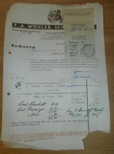 Weinhandel Wöhler in Schwerin , 1942 , Wein , Strubelt in Gielow in Mecklenburg , altes Dokument !!