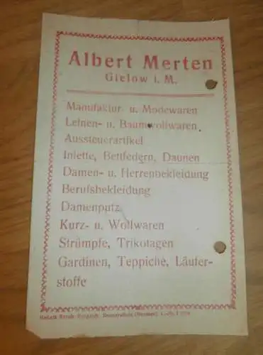 Albert Merten in Gielow , 1944 , Reklame , Strubelt in Gielow in Mecklenburg , altes Dokument !!