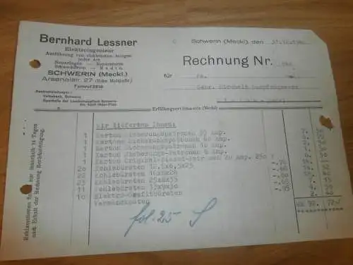 Bernhard Lessner in Schwerin , 1942 , Elektriker , Strubelt in Gielow in Mecklenburg , altes Dokument !!