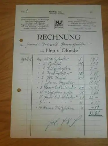 Heinrich Gloede in Malchin , 1941 , Eisenwaren , Strubelt in Gielow in Mecklenburg , altes Dokument !!!