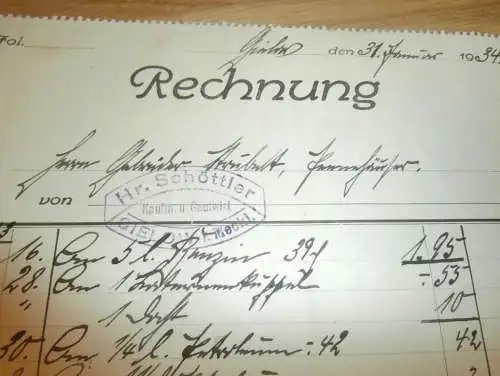 Hr. Schöttler in Gielow , 1934 , Gastwirt , Gielow in Mecklenburg , altes Dokument !!!