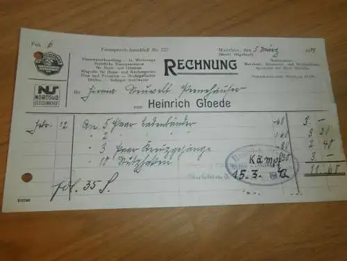 Heinrich Gloede in Malchin , 1943 , Eisenwaren ,  Gielow in Mecklenburg , altes Dokument !!!