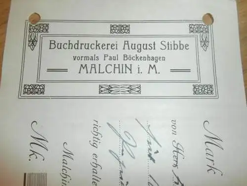 Buchdruckerei August Stibbe in Malchin , 1941 , Strubelt in Gielow in Mecklenburg , altes Dokument !!!