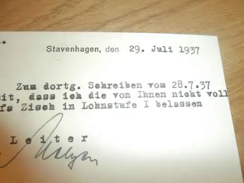 Krankenkasse Stavenhagen , 1937, Strubelt in Gielow in Mecklenburg , altes Dokument !!!