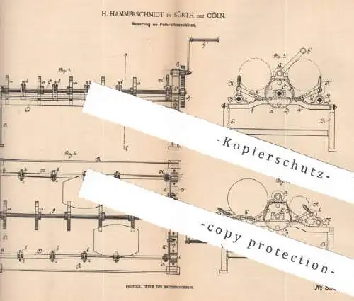 original Patent - H. Hammerschmidt , Sürth , Köln / Rhein | 1886 | Fassrollmaschine | Fass , Fässer | Bier , Wein !!!