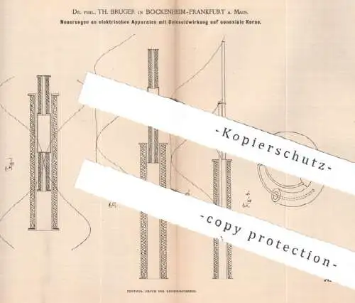 original Patent - Dr. Phil. Th. Bruger , Frankfurt / Main / Bockenheim | 1886 | elektrischer Apparat | Strom , Elektrik