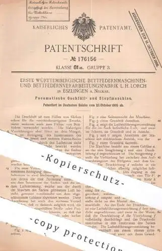 original Patent - Erste Württembergische Bettfedernmaschinen- & Bettfedernverarbeitungsfabrik L. H. Lorch , Esslingen !!