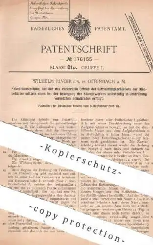 original Patent - Wilhelm Rivoir , Offenbach / Main | 1905 | Paketfüllmaschine mit Stampfwerk | Paket - Füllmaschine