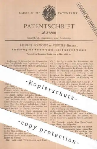 original Patent - Laurent Roufosse , Verviers Belgien | 1886 | Wasserröhrenkessel Flammrohrkessel | Kessel , Dampfkessel