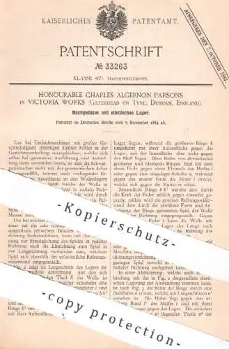 original Patent - Honourable Charles Algernon Parsons , Victoria Works , Durham , England | 1884 | Lager | Motor Motoren