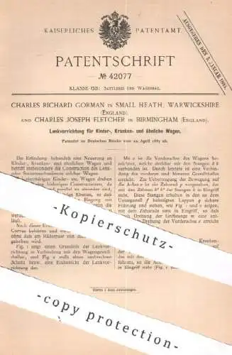 original Patent - Charles Richard Gorman , Warwickshire | Ch. Joseph Fletcher , Birmingham England | Lenkung Kinderwagen