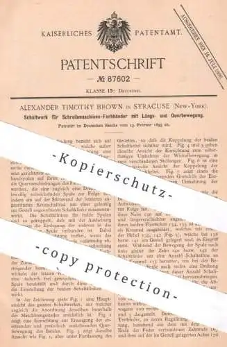 original Patent - Alexander Timothy Brown , Syracuse , New York USA , 1895 , Schaltwerk für Schreibmaschinen - Farbband