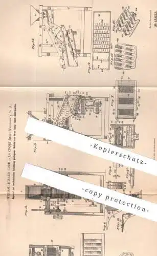 original Patent - William Legrand Card , La Crose , Wisconsin , USA  , 1888 , Scheidung gediegener Metalle | Erz Gestein