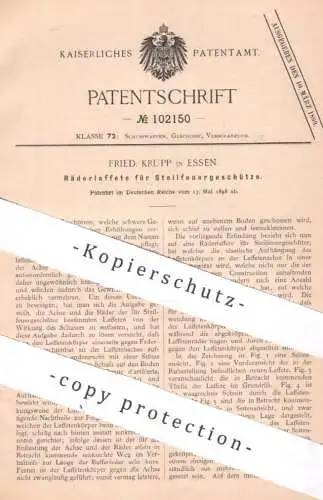 original Patent - Fried. Krupp , Essen , 1898 , Räderlaffete für Steilfeuergeschütze | Laffete , Geschütz , Waffen !!