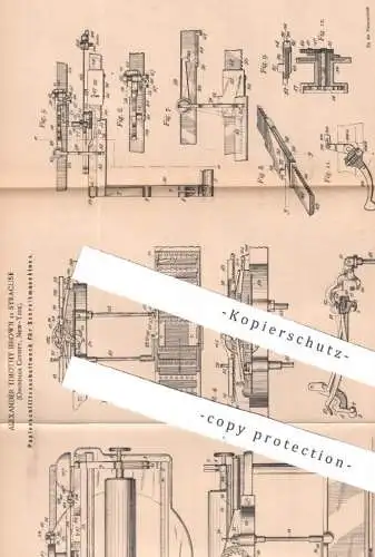 original Patent - Alexander Timothy Brown , Syracuse Onondaga , New York USA , 1895 , Papierschlitten f. Schreibmaschine