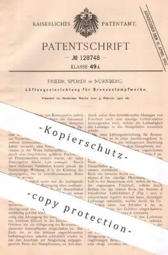 original Patent - Friedr. Sporer , Nürnberg , 1901 , Lüftungseinrichtung für Bronzestampfwerke | Bronze Stampfwerk !!