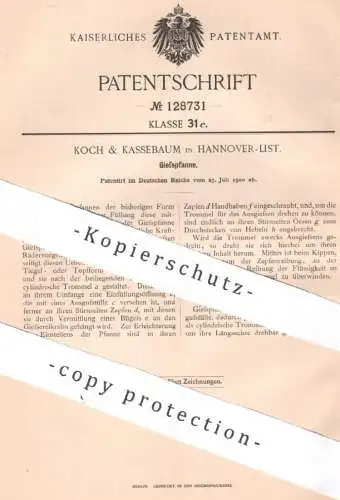 original Patent - Koch & Kassebaum , Hannover - List , 1900 , Gießpfanne | Pfanne | Topf , Tiegel , Pfannen | Trommel