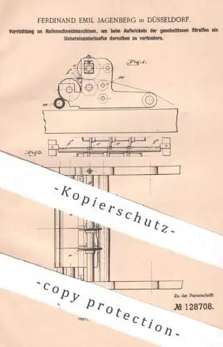 original Patent - Ferdinand Emil Jagenberg , Düsseldorf , 1901 , Rollenschneidmaschinen | Schneidmaschine | Kreis Schere