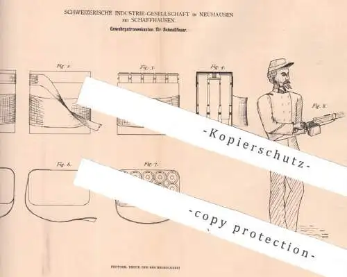 original Patent - Schweizerische Industrie Ges. , Neuhausen , Schaffhausen | 1881 | Gewehrpatronenkasten | Gewehr Waffen