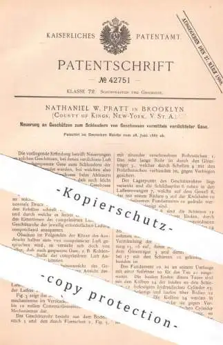 original Patent - Nathaniel W. Pratt , Brooklyn , Kings , New York , USA | 1887 | Geschütz | Geschoss , Waffen , Gas !!