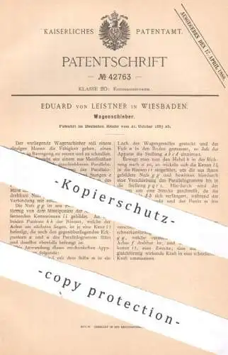 original Patent - Eduard von Leistner , Wiesbaden , 1887 , Wagenschieber | Motorwagen , Automobil , Eisenbahn , Wagon