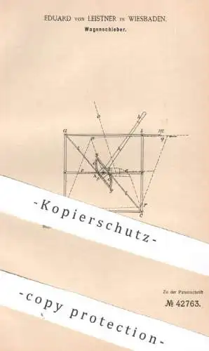 original Patent - Eduard von Leistner , Wiesbaden , 1887 , Wagenschieber | Motorwagen , Automobil , Eisenbahn , Wagon