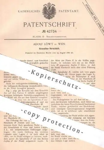 original Patent - Adolf Löwy , Wien Österreich , 1887 , Kravatten - Verschluss | Kravatte , Krawatte , Mode , Schneider