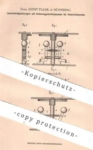 original Patent - Ernst Plank , Nürnberg , 1903 , Geschwindigkeitsregler für Federtriebwerke | Hemmung an Spielzeug