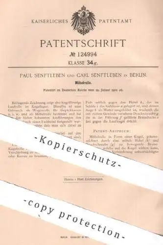 original Patent - Paul & Carl Senftleben , Berlin , 1901 , Möbelrolle | Möbelrollen , Möbel , Rolle , Rollen , Laufrolle