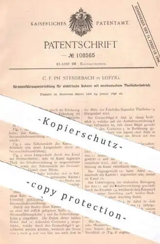 original Patent - C. F. Ph. Stendebach , Leipzig | 1898 | Stromzuführung für elektrische Bahn | Eisenbahn , Straßenbahn