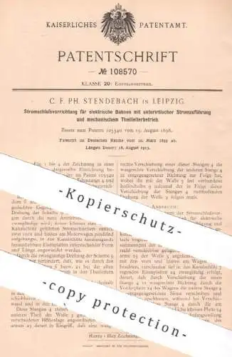 original Patent - C. F. Ph. Stendebach , Leipzig , 1899 , Stromschluss für elektrische Bahnen | Strom , Eisenbahn